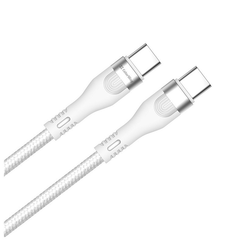 Кабель ColorWay USB Type-C + USB Type-C (M/M), 5.0 А, 1 м, White (CW-CBPDCC065-WT)