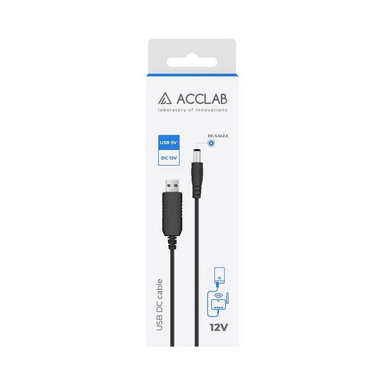 Кабель живлення ACCLAB USB to DC, 5,5 х2, 5 мм, 9V, 1A, 1 м Black (1283126565113)