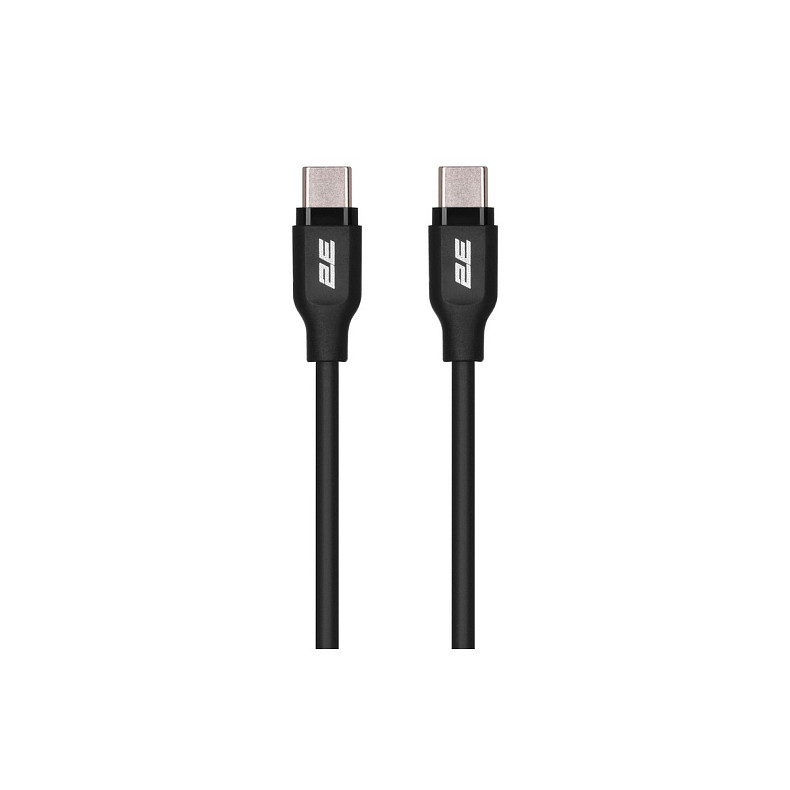 Кабель 2E USB-C > USB-C, 1м, 60Вт, Glow, чорний