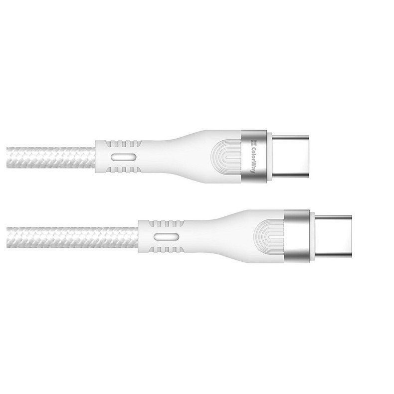 Кабель ColorWay USB Type-C + USB Type-C (M/M), 5.0 А, 1 м, White (CW-CBPDCC065-WT)