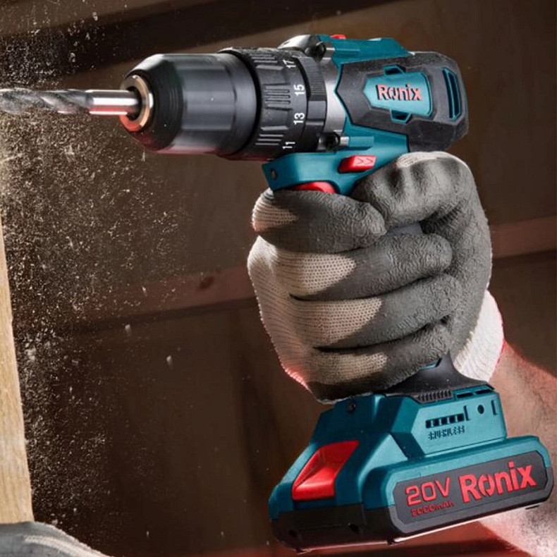 Дрель-шуруповерт Ronix ударная аккумуляторная 20В, без батареи (8900)