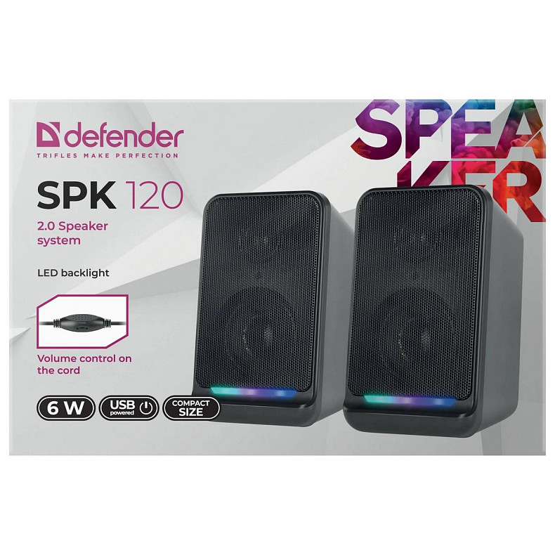 Компьютерная акустика DEFENDER (65119) SPK 120 6 Вт, 2.0, подсветка, питание от USB