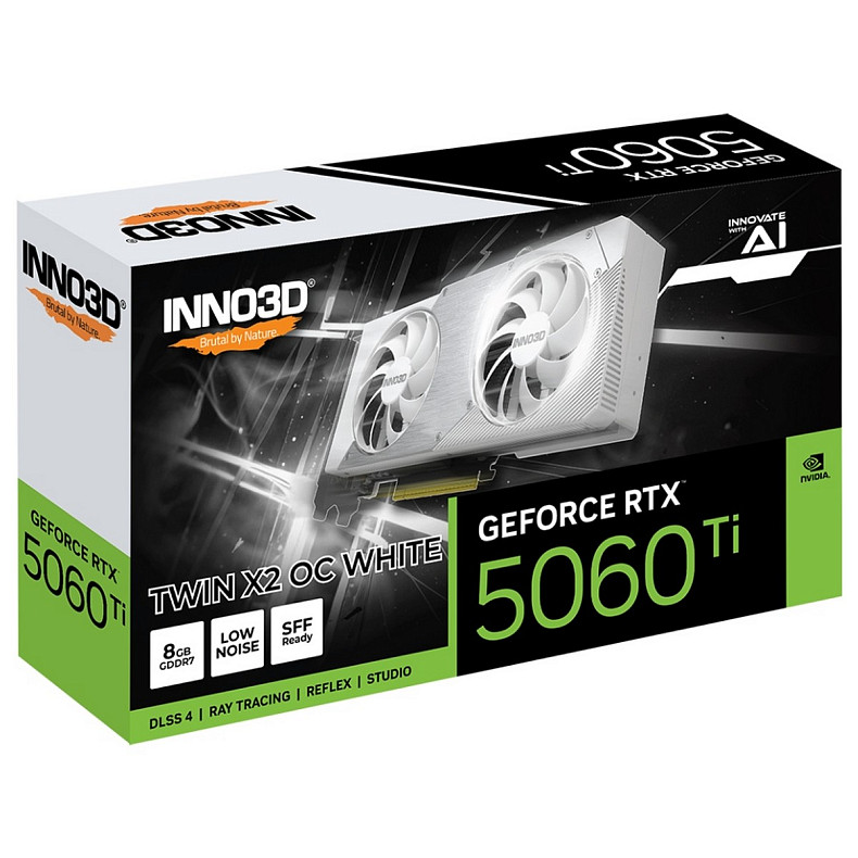 Видеокарта Inno3D GeForce RTX5060 Ti TWIN X2 OC WHITE, 8GB GDDR7, 128bit, PCI Express 5.0