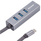 USB-хаб Type-C на Gigabit Ethernet, 3 Ports USB 3.0, 1000 Mbps, метал, темно-сірий