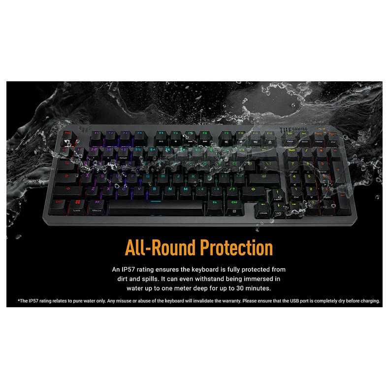 Клавіатура Asus TUF Gaming K3 Gen II Opti-Mech RGB 97key Switches ABS Black (90MP0390-BKMA00)