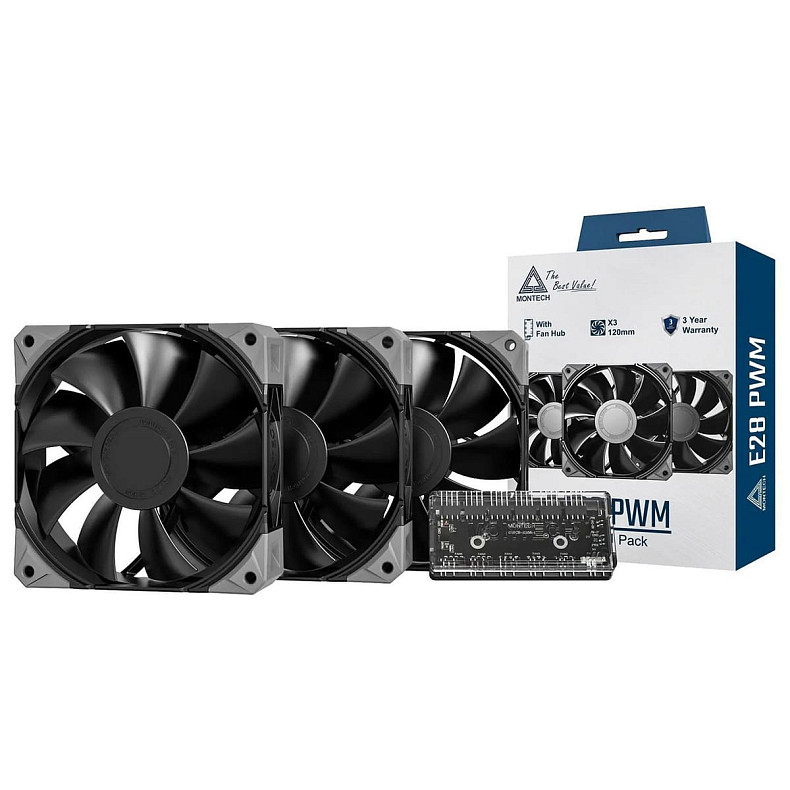 Набір із трьох вентиляторів Montech E28 120MM 3 PACK (B)