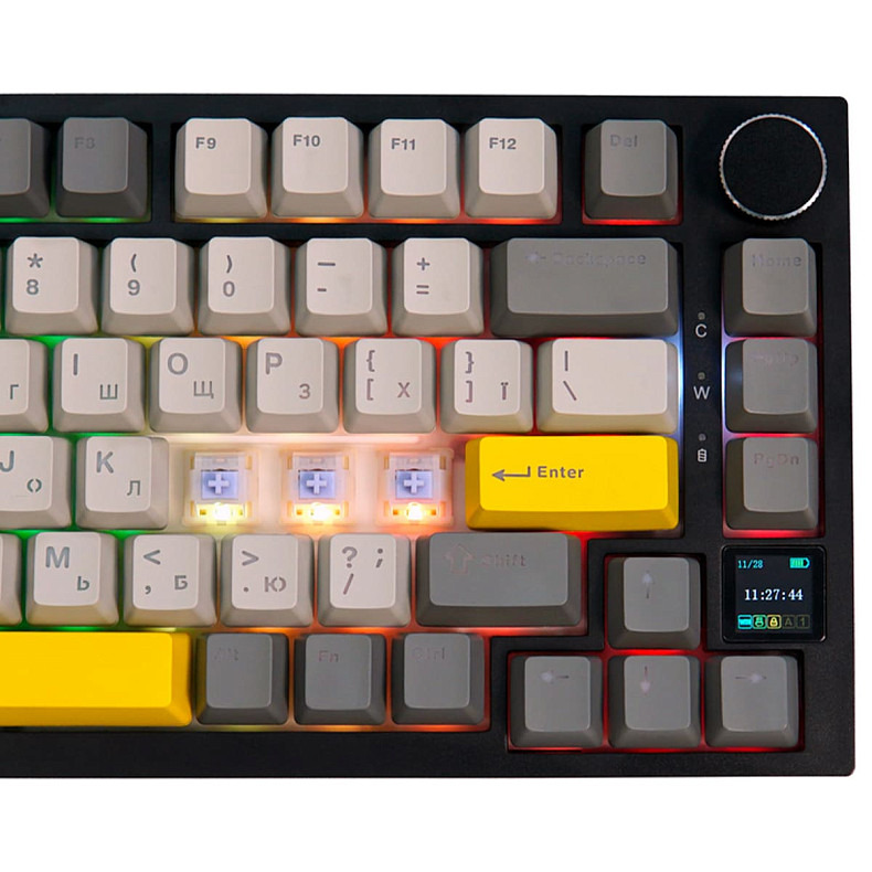 Клавіатура Epomaker AK820 Pro 75% Gift Switch Hot-Swap (2.4G/BT/USB) LCD Screen RGB Black UA