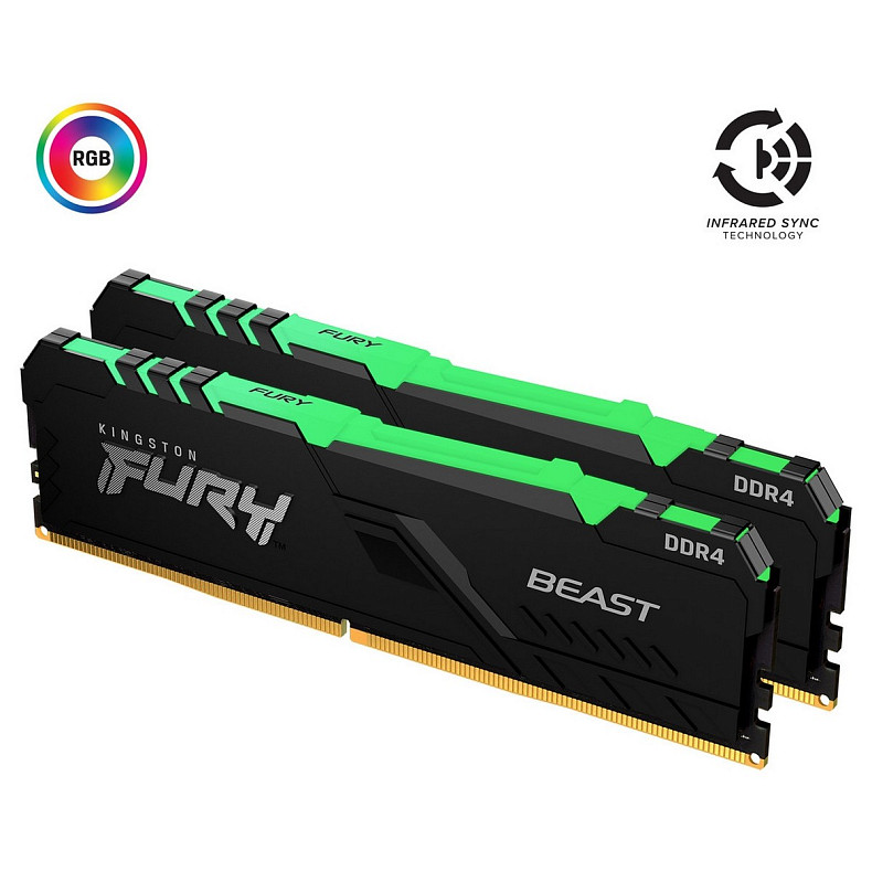 ОЗУ DDR4 2x8GB/3600 Kingston Fury Beast RGB (KF436C17BB2AK2/16)