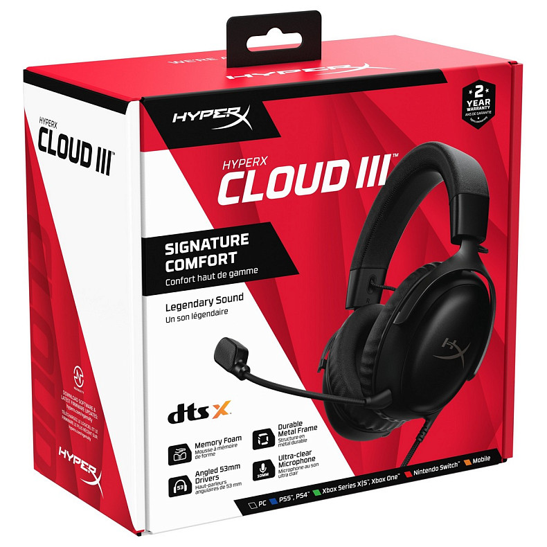 Навушники HyperX Cloud III 3.5mm/USB-A/USB-C Black (727A8AA)