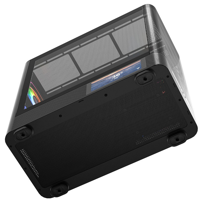 Корпус Modecom VOLCANO AQ400 ARGB MIDI SIDE LCD 6,2”, 4x120mm fans BLACK без БЖ ATX