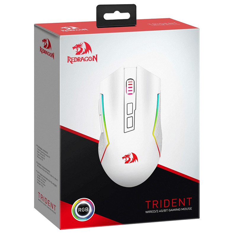 Мышь Redragon (71864) Trident BT/RGB/,8000dpi, белая