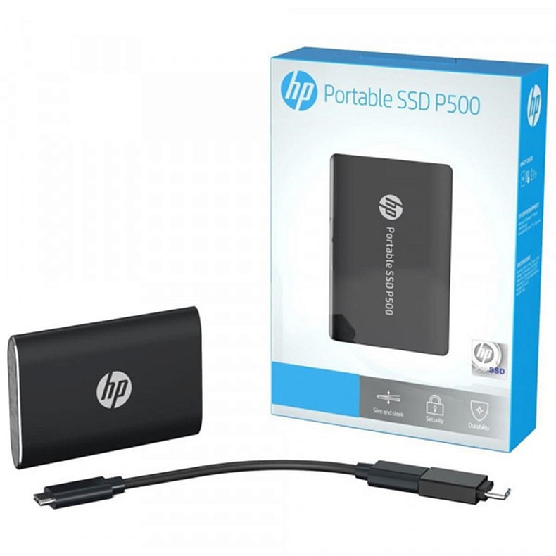 SSD диск HP P500 USB 3.1 Gen2 Type-C 250Gb, TLC, Black, черный