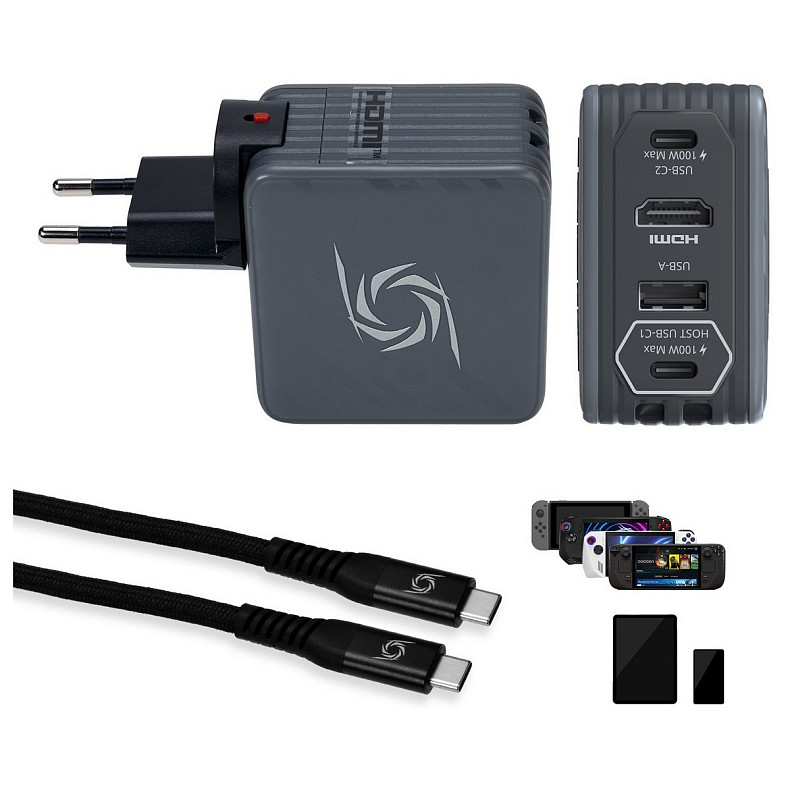 Зарядний пристрій AVerMedia GC313 CORE GO 100Вт 2хUSB-С, 1хUSB-A, 1xHDMI, чорний