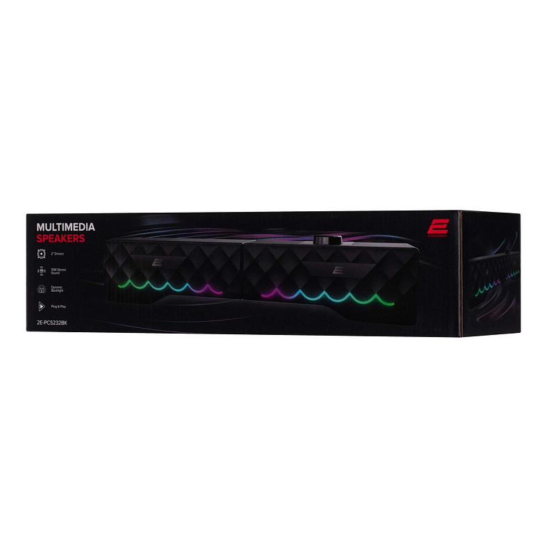 Акустична система 2E PCS232 RGB Soundbar 2.0 USB Black (2E-PCS232BK)