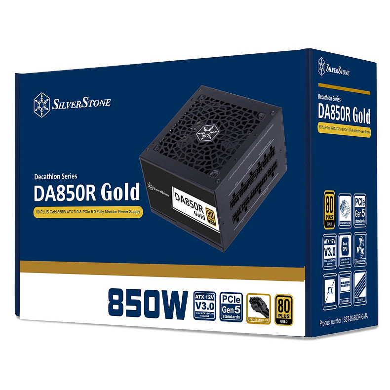 Блок питания SilverStone Decathlon(850W), >89%, 80+ Gold, 120мм, 1xMB 24pin(20+4), 2xCPU 8pin(4+