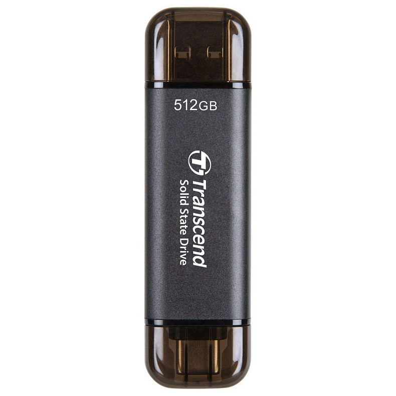 Портативний SSD Transcend 512GB USB 3.1 Gen 2 Type-A + Type-C ESD310 Чорний