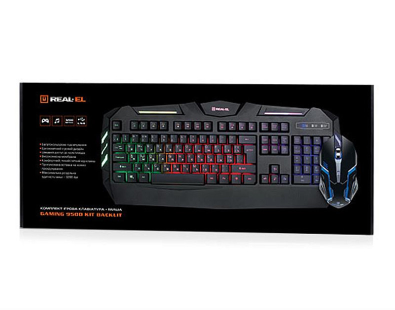 Комплект REAL-EL Gaming 9500 Kit Backlit Black USB UAH