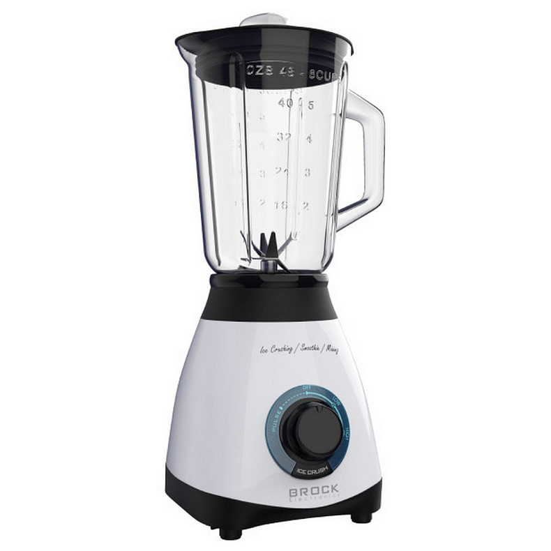 Блендер BROCK BL 1501 WH стаціонарний 500Вт/ скляна чаша 1,5л/ PULSE/ 2 швидкості/ дроблення льоду