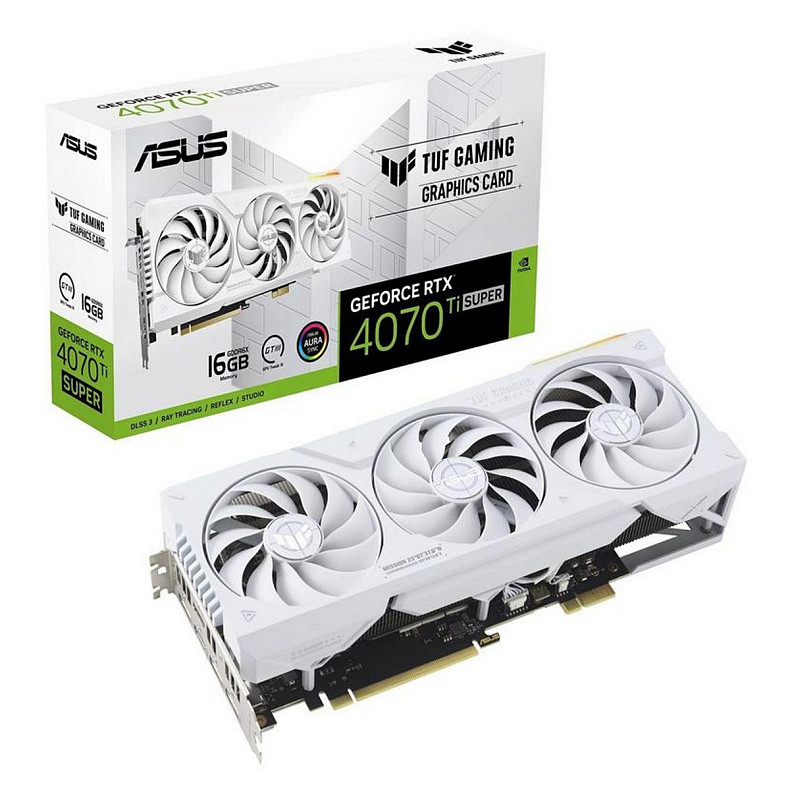 Відеокарта GF RTX 4070 Ti Super 16GB GDDR6X TUF Gaming BTF White Asus (TUF-RTX4070TIS-16G-BTF-WHITE)