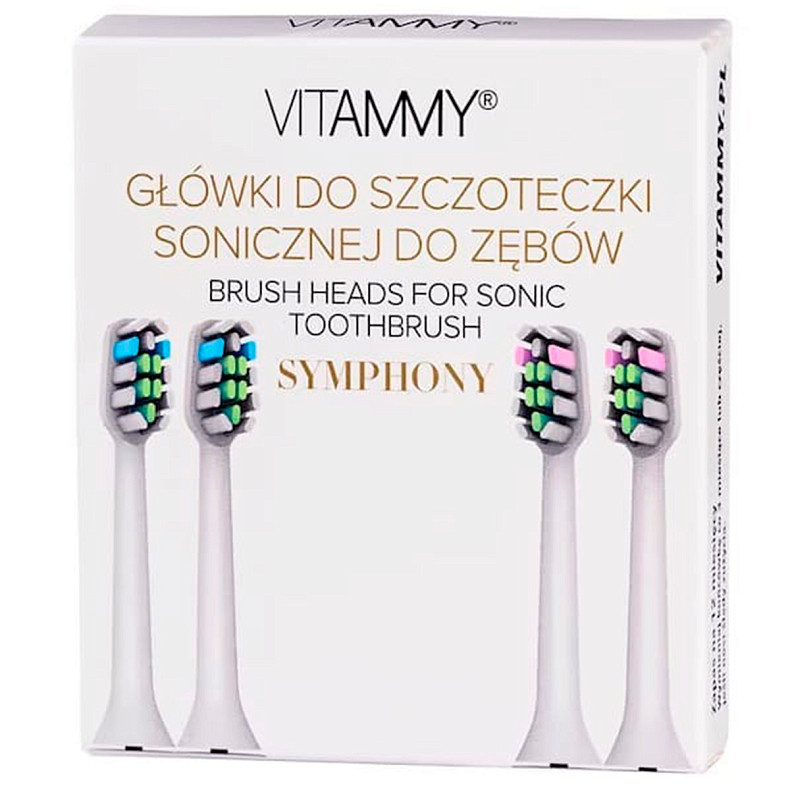 Головки для звуковой зубной щетки VITAMMY Symphony, 4 шт белые