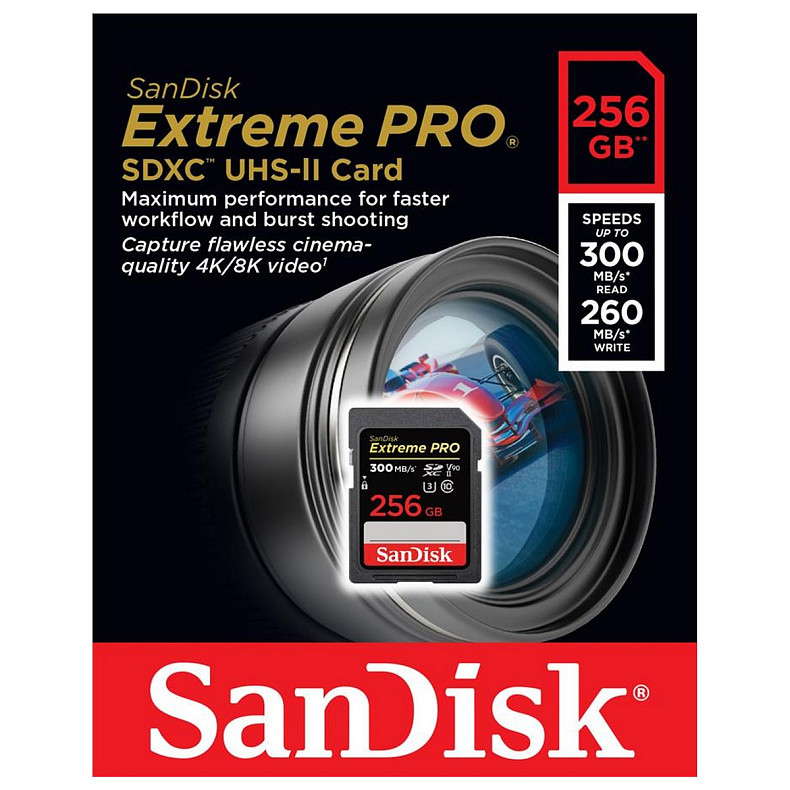 Карта пам'яті SanDisk 256 GB SDXC UHS-II U3 V90 Extreme PRO (SDSDXDK-256G-GN4IN)