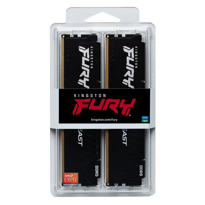 Память ПК Kingston DDR5 64GB KIT (32GBx2) 5600 FURY Beast