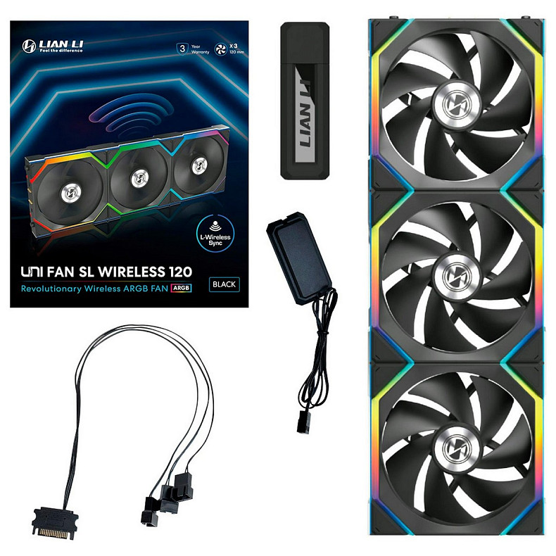 Вентилятор Lian Li Uni Fan SL Wireless 120-3 Black (G99.12SL1W3B.00)