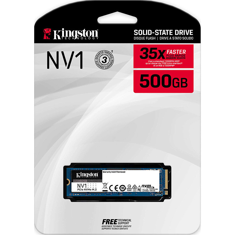 SSD 500GB M.2 NVMe Kingston NV1 M.2 2280 PCIe Gen3.0 x4 3D TLC (SNVS/500G)