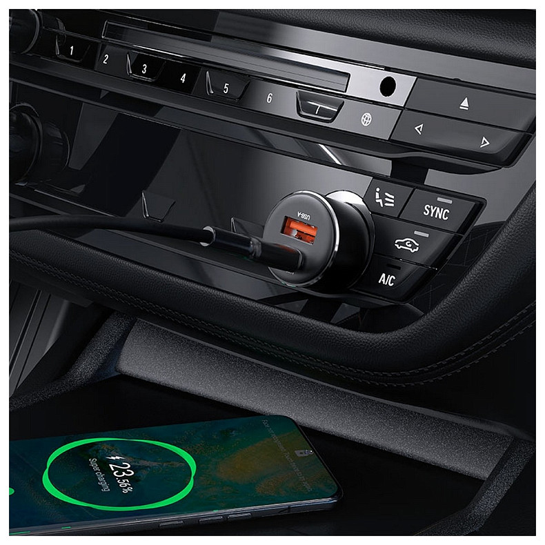 Автозарядка 2xUSB 60W (USB-C+USB-A) B12 Acefast