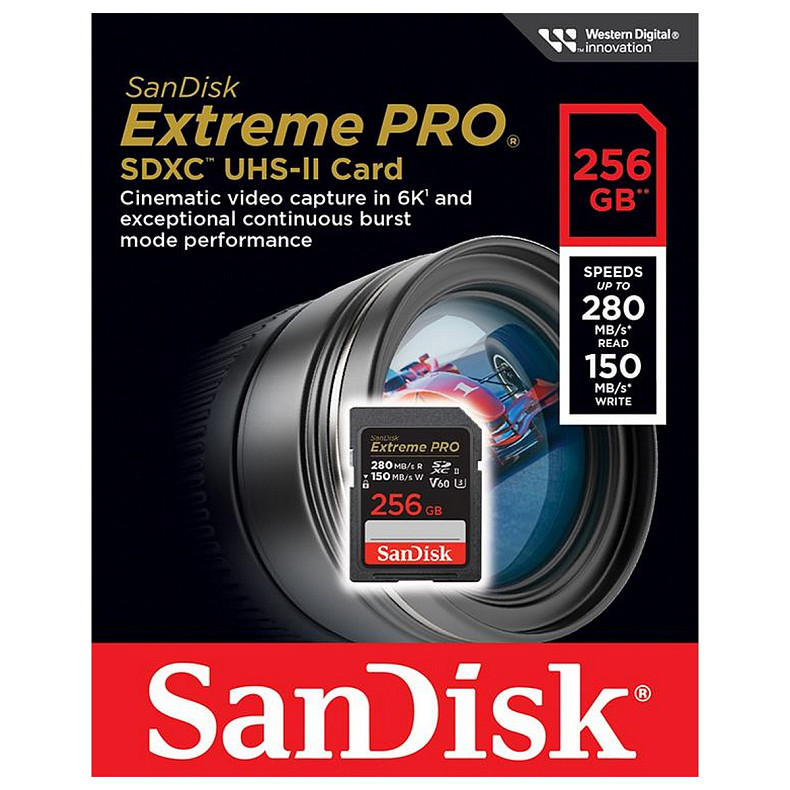 Карта памяти SanDisk SD 256GB C10 UHS-II U3 ??R280/W150MB/s Extreme Pro V60
