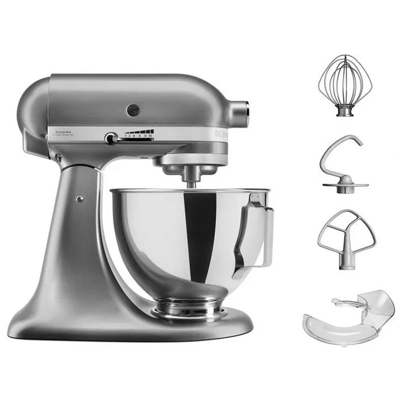 Кухонная машина KitchenAid Artisan 4,3 л 5KSM95PSECU с откидным блоком, серебристый