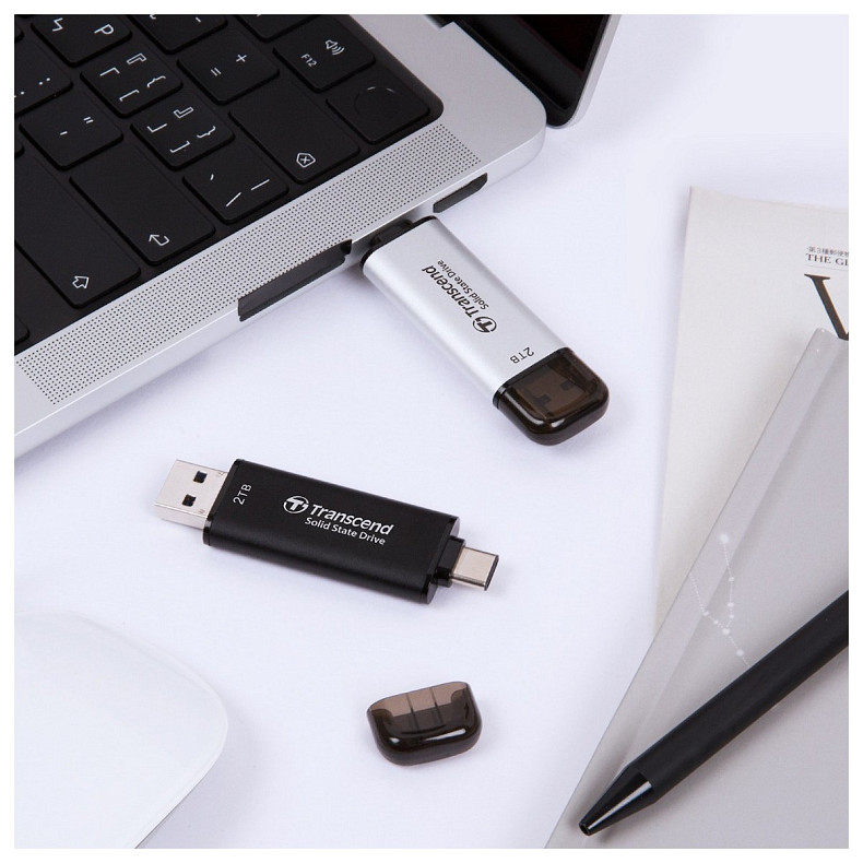 Портативний SSD Transcend 512GB USB 3.1 Gen 2 Type-A + Type-C ESD310 Чорний