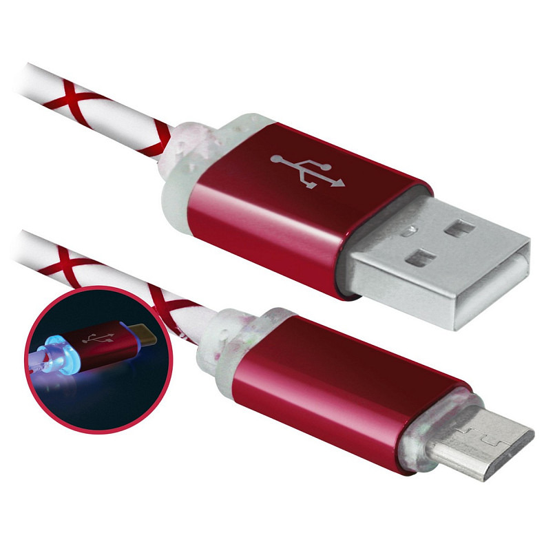 Кабель USB AM-micro BM, 1.0 м, червоний, 08-03LT Defender