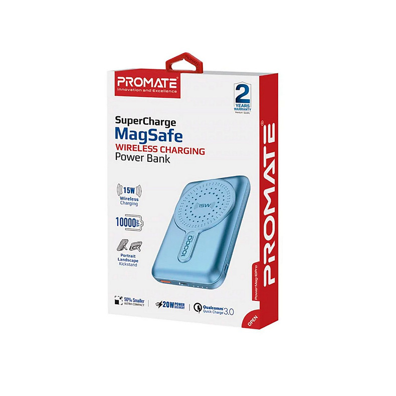 Универсальная мобильная батарея Promate PowerMag-10Pro 10000mAh 20W Blue (powermag-10pro.blue)