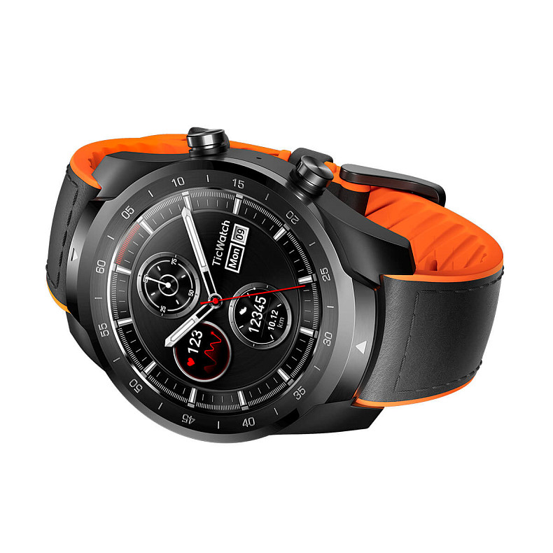 Кожаный ремешок MOBVOI TicWatch Pro Hybrid Leather Strap 22mm Black/Orange