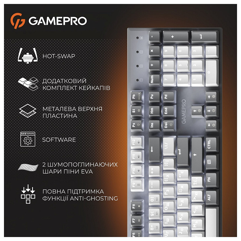 Клавиатура GamePro Genesis Metallic MK144G Outemu Red Swithes USB Gray