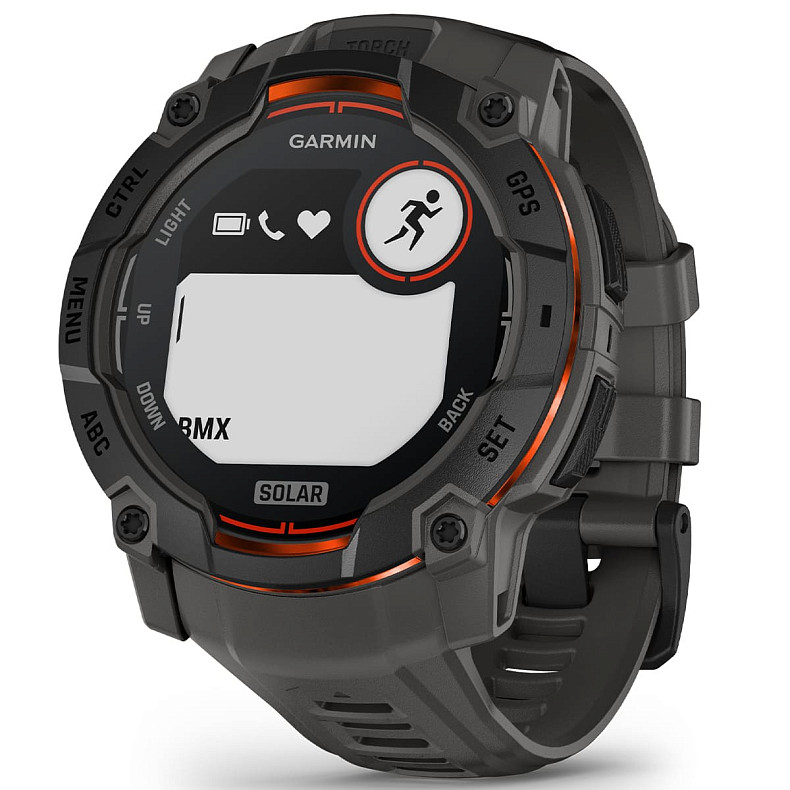 Спортивний годинник GARMIN Instinct 3 50mm Solar Black with Charcoal Silicone