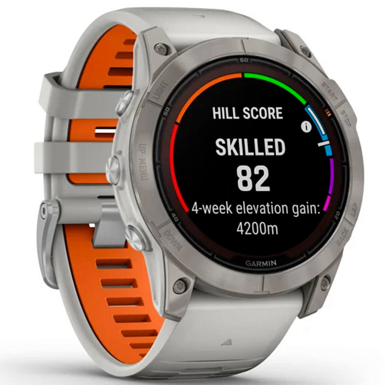 Спортивний годинник GARMIN Fenix 7X Pro Sapphire Solar Titanium with Grey/Orange Band