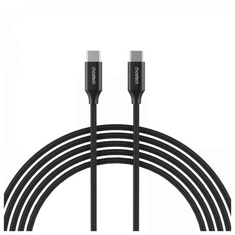 Кабель USB 3.1 Gen2 Type-C M-M, 2.0 м, (100W,4K60Hz) оплетка, черный Choetech