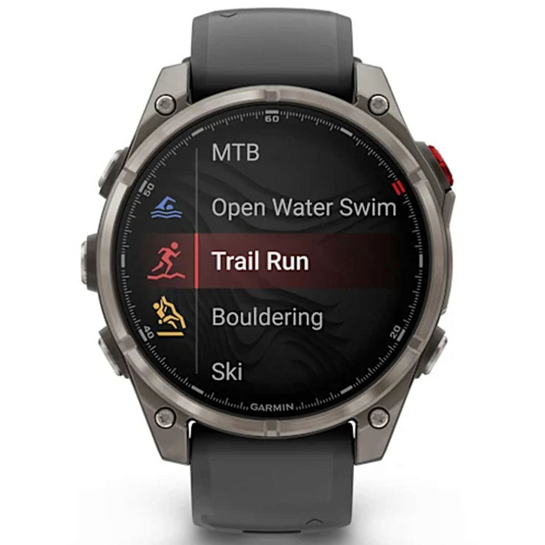 Спортивний годинник GARMIN Fenix ??8 Pro 47 mm AMOLED Sapphire Titanium with Graphite/Black Silicone Band (010-03198-10)