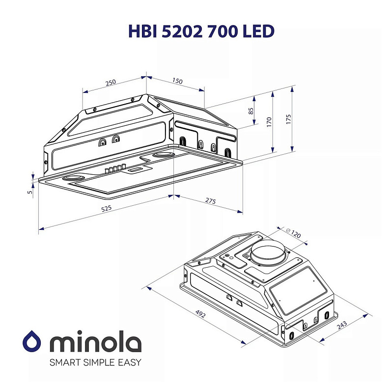 Вытяжка Minola HBI 5202 I 700 LED