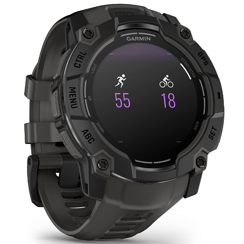 Спортивний годинник GARMIN Instinct 3 50mm AMOLED Black with Charcoal Silicone