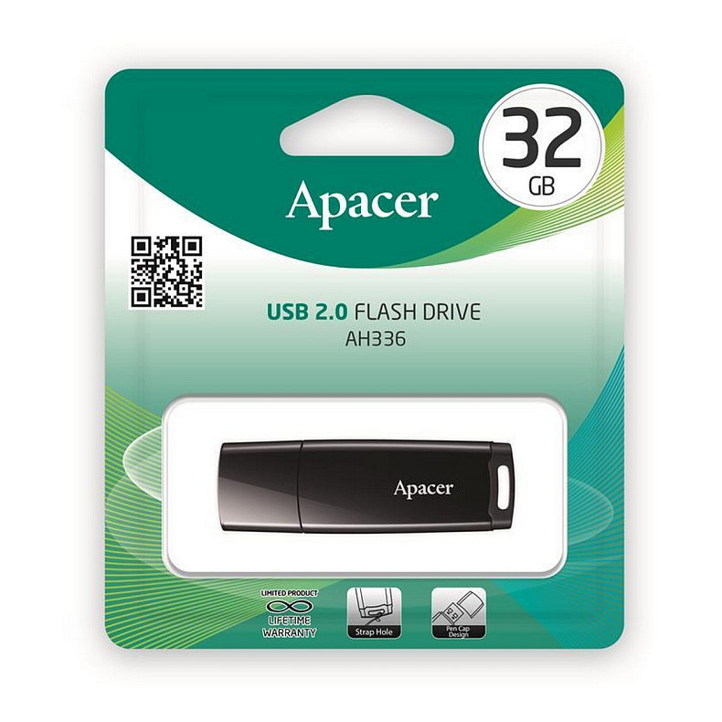 Флешка Apacer 32 GB AH336 USB 2.0 Black (AP32GAH336B-1)