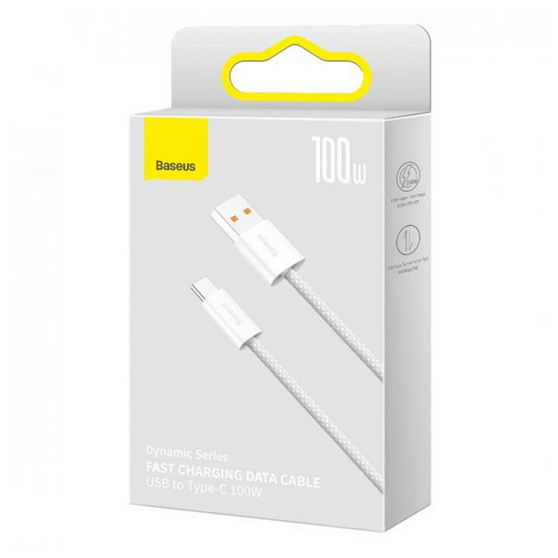 Кабель Baseus Dynamic USB-USB Type-C, 20V/5A, 100W, 1м White (CALD000602)