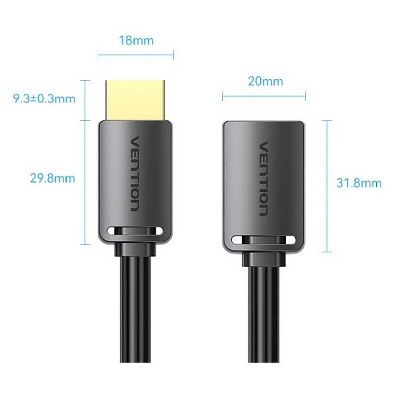 Кабель HDMI M-F (підовжувач), 2.0 м, V2.0, 4K 60Hz PVC
