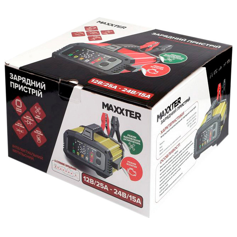 Зарядний пристрій для АКБ Maxxter 12-24В, 25А (MX-CHR-1224V25M)
