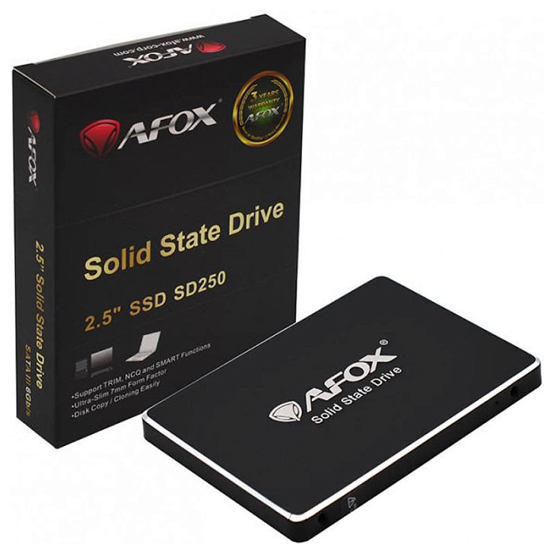 SSD диск AFox 256GB 2.5" SATA III 3D NAND, Retail (SD250-256GN)