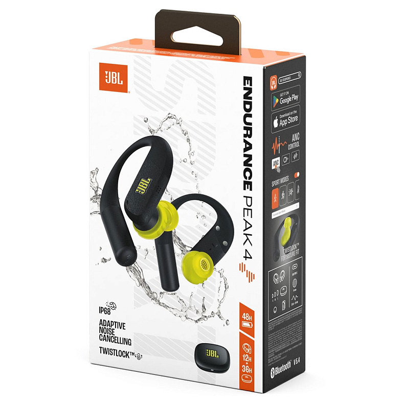 Наушники TWS JBL Endurance Peak 4 Black/Lime (JBLENDUPEAK4BLKL)