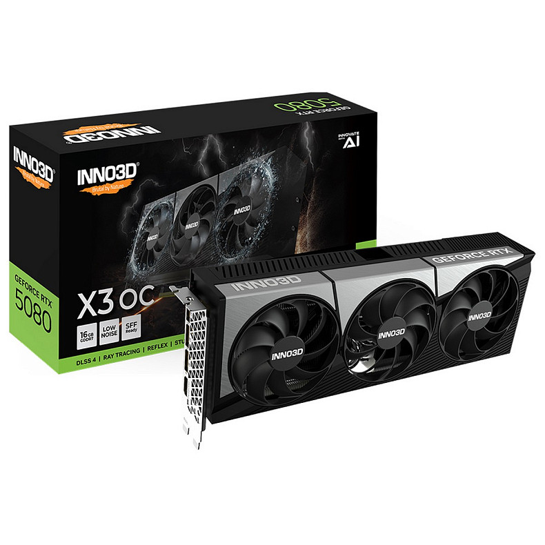 Відеокарта Inno3D GeForce RTX5080 X3 OC, 16GB GDDR7, 256bit, PCI Express 5.0