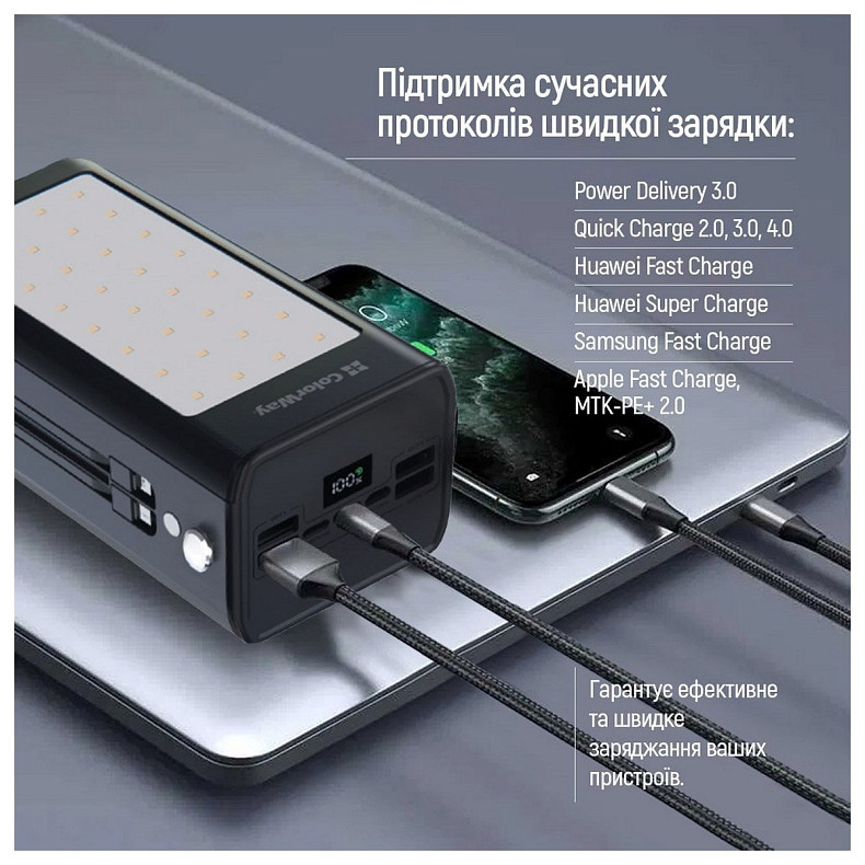 Универсальная мобильная батарея ColorWay LCD/Lamp 80000mAh Black (CW-PB800LPA8BK-PDD)